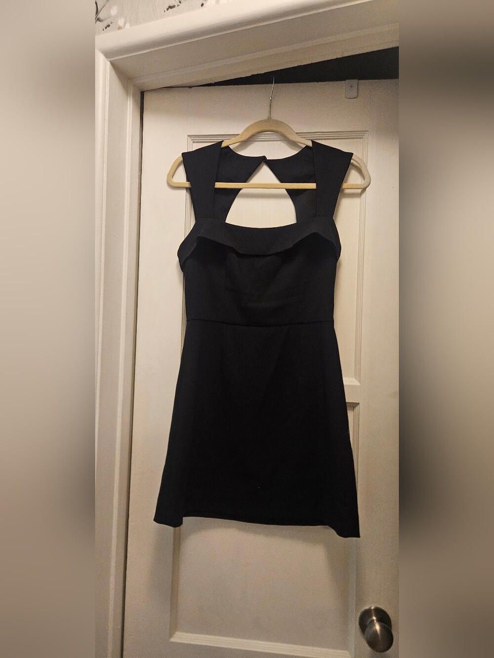 FrencH connection Black Sleeveless Mini Dress with Front Ruffle and Cutout